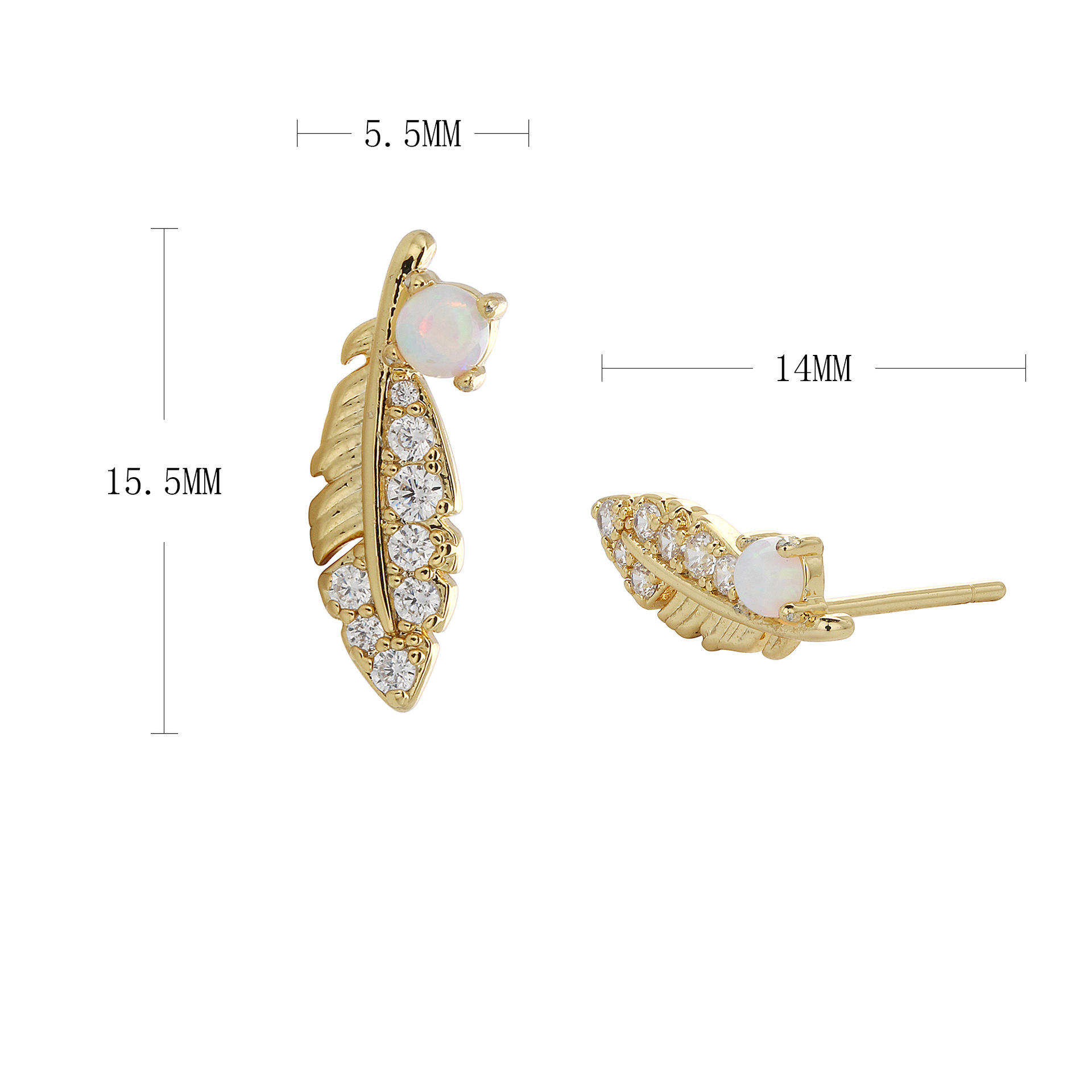 1 Pair Simple Style Classic Style Feather Inlay Sterling Silver Rhinestones Ear Studs display picture 1