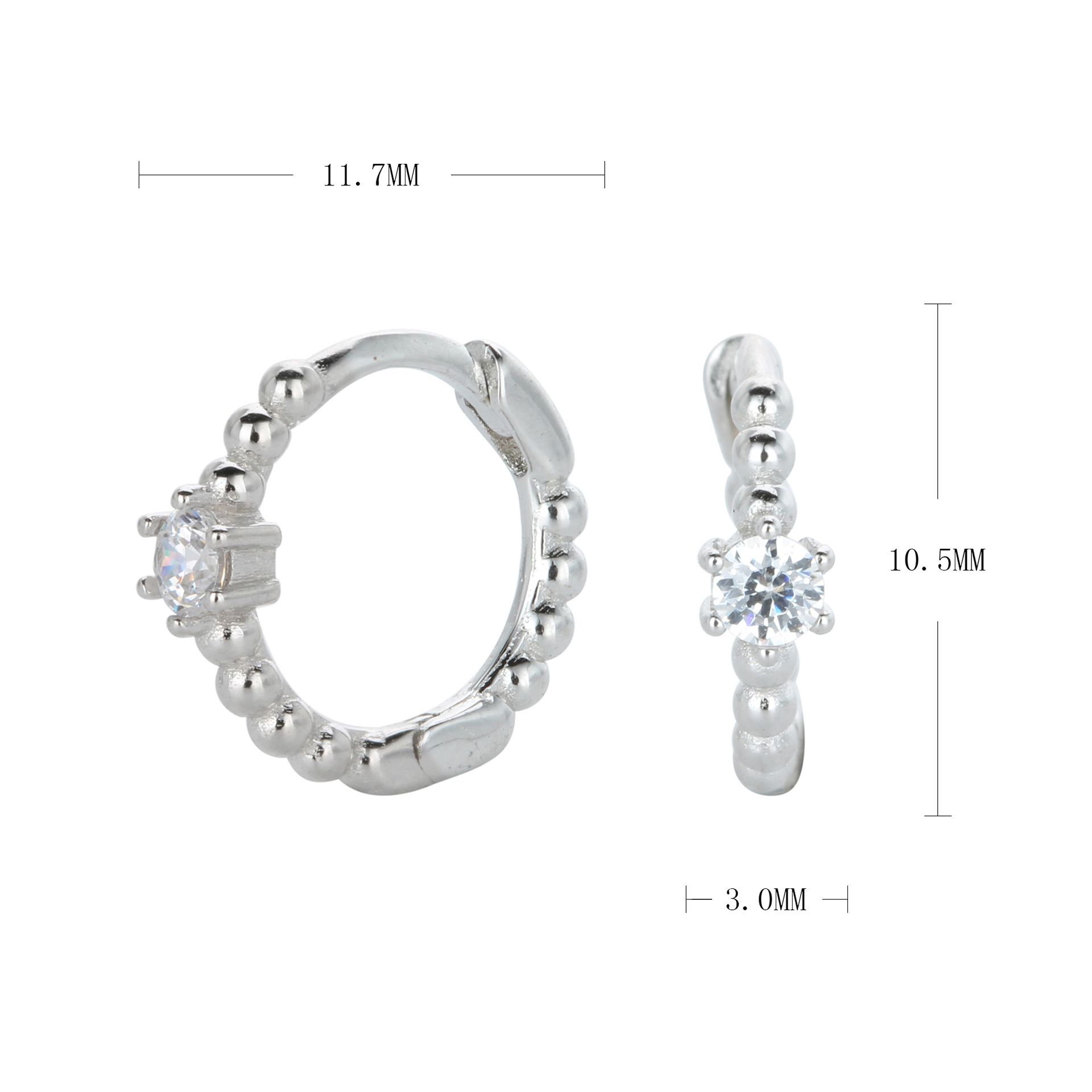 1 Paar Einfacher Stil Einfarbig Inlay Sterling Silber Strasssteine Ohrringe display picture 1
