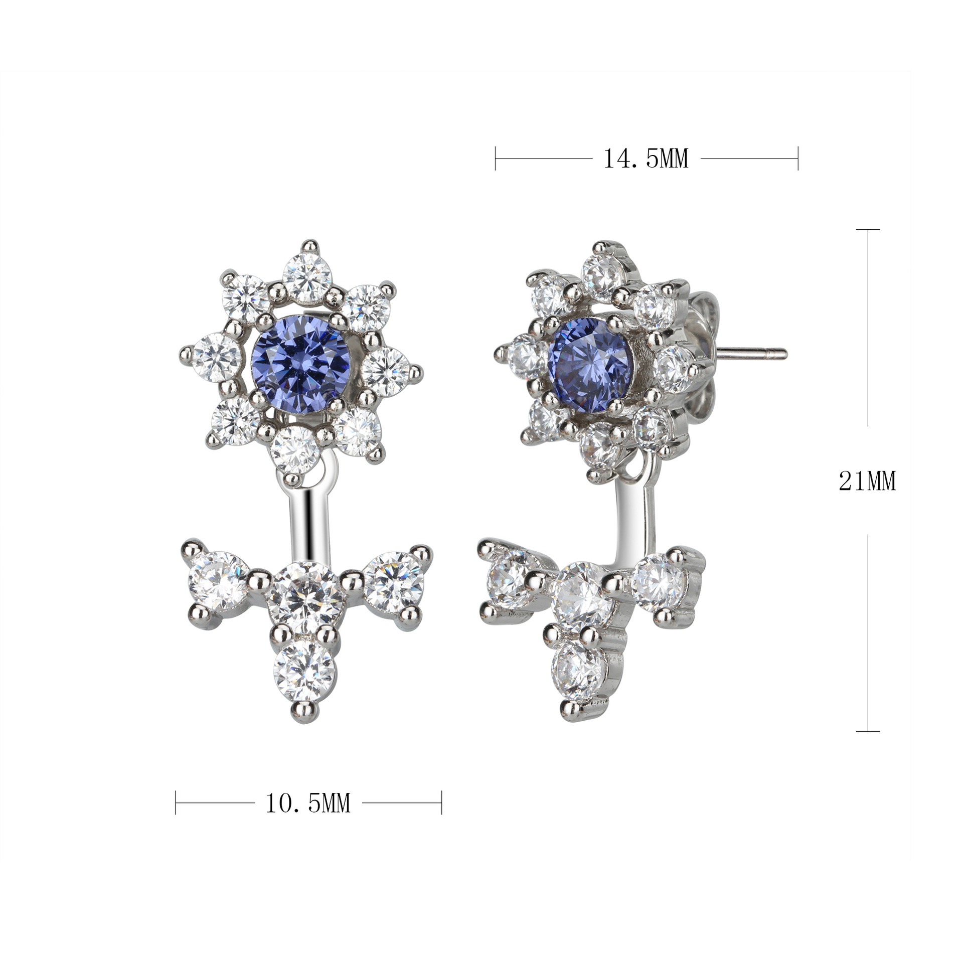 1 Paire Style Simple Fleur Incruster Argent Sterling Strass Boucles D'oreilles display picture 1