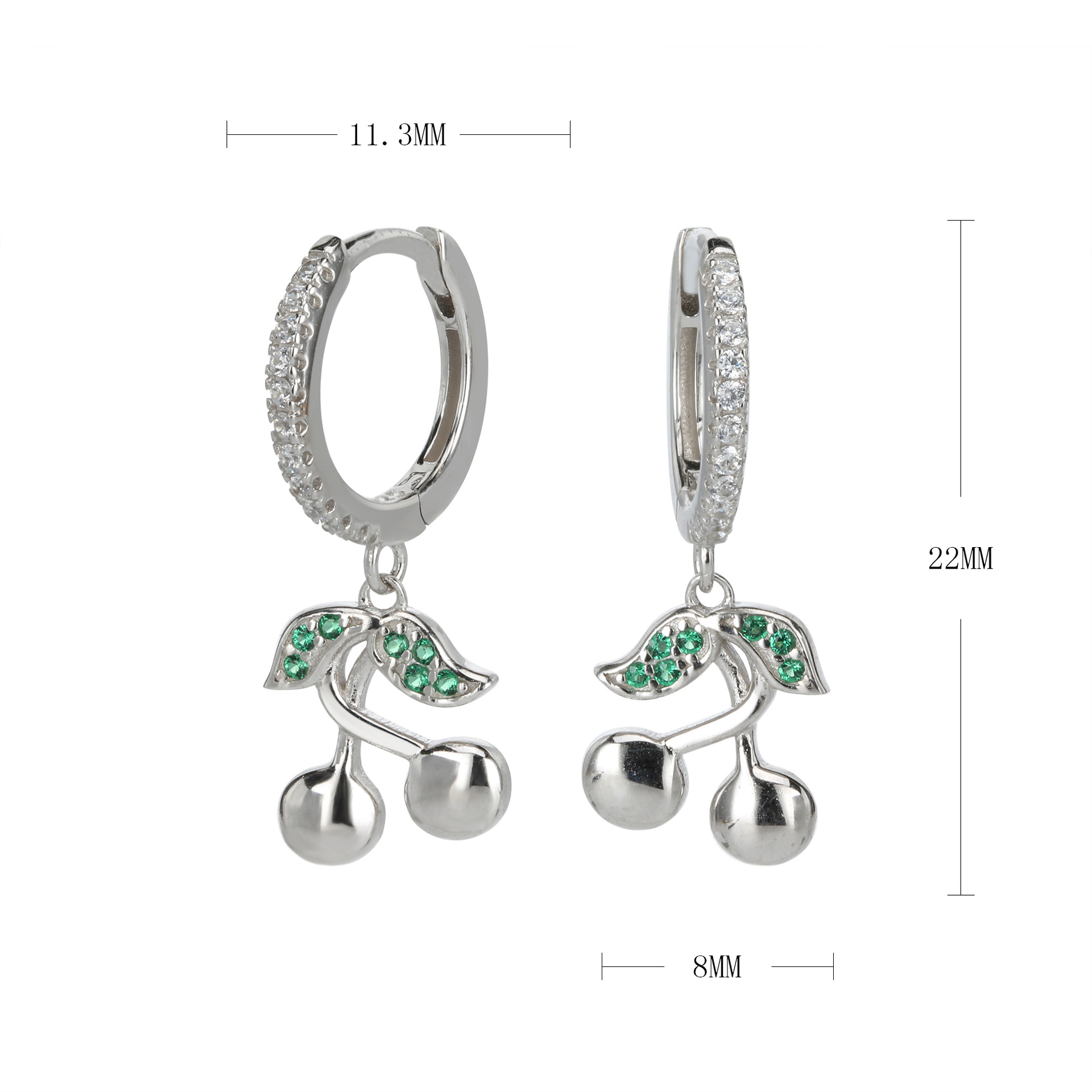 1 Pair Simple Style Cherry Inlay Sterling Silver Rhinestones Drop Earrings display picture 2