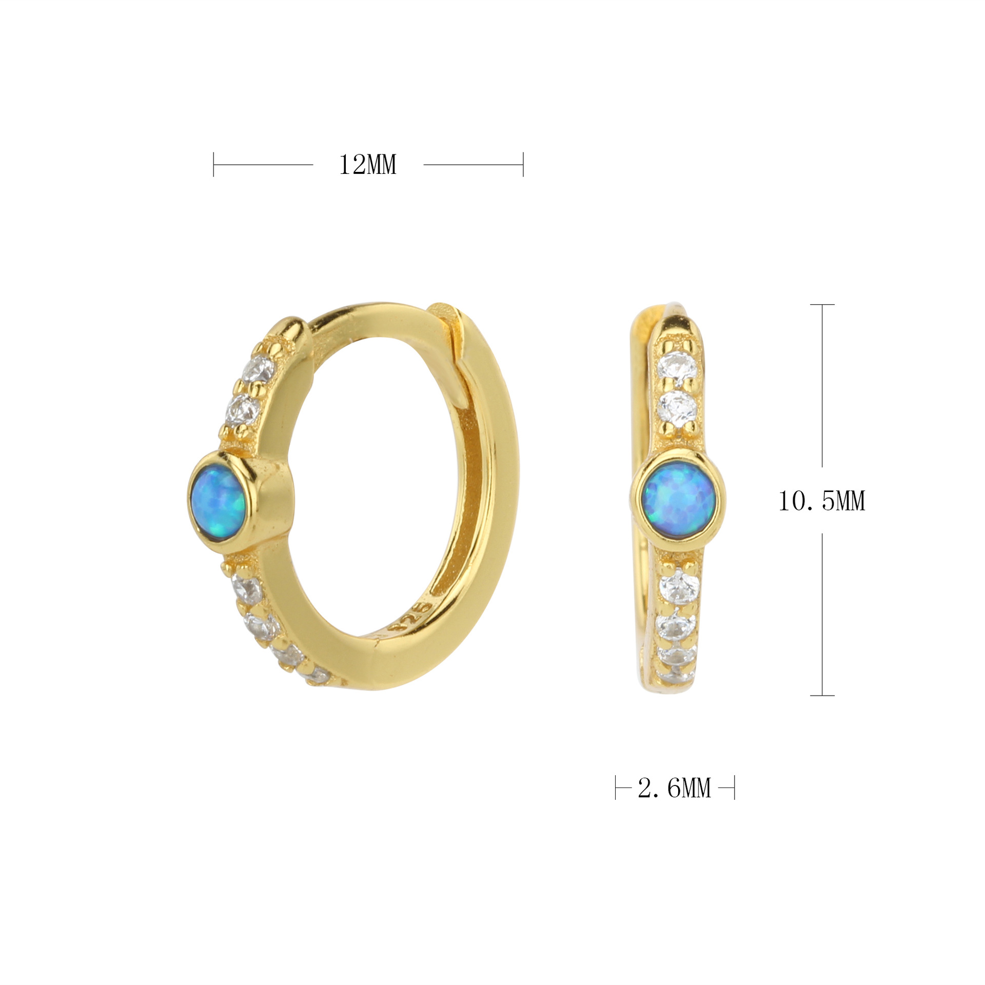 1 Paire De Base Couleur Unie Incruster Argent Sterling Turquoise Des Boucles D'oreilles display picture 1