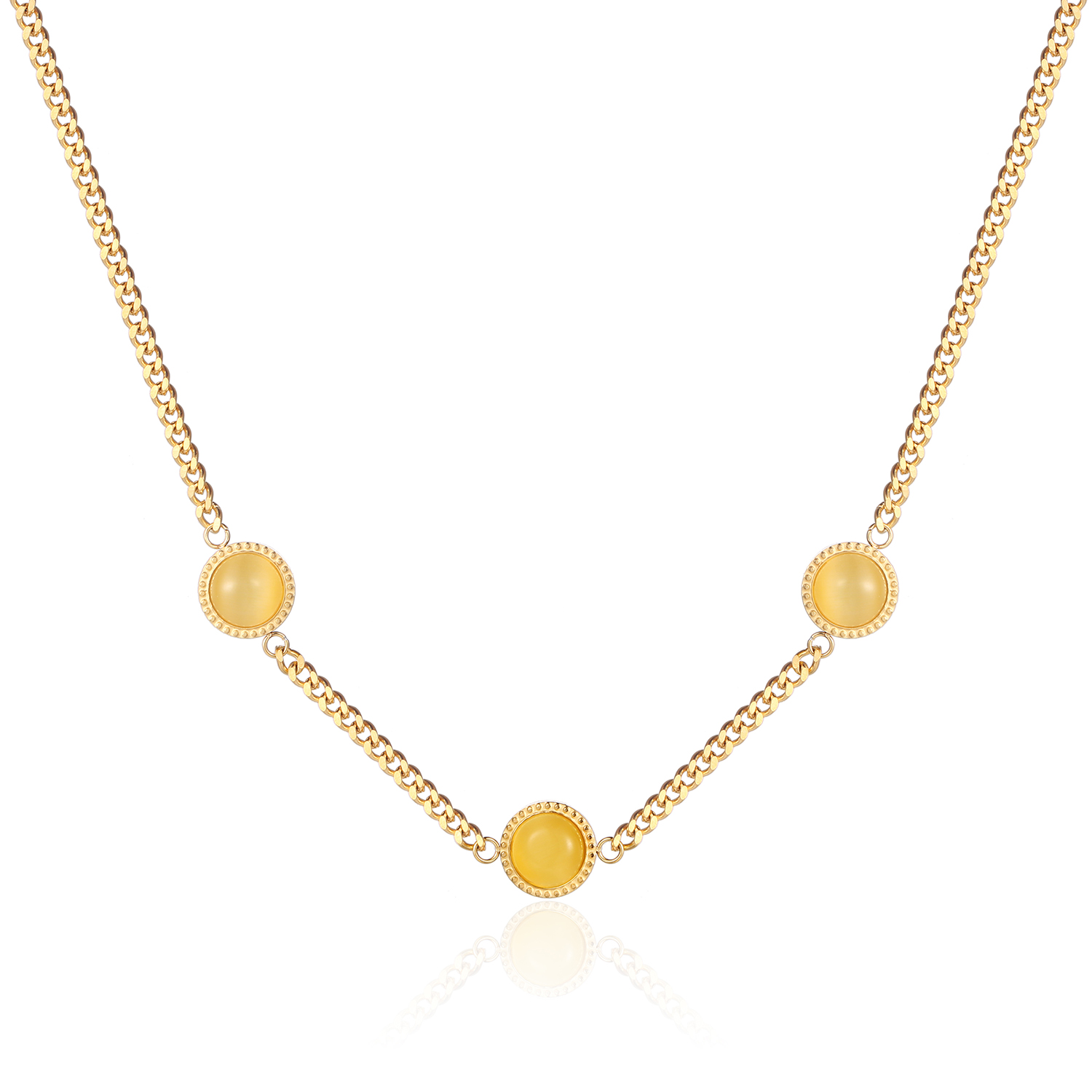 Acero Inoxidable 304 Chapados en oro de 18k Elegante Enchapado Embutido Color Sólido Ópalo Collar display picture 1