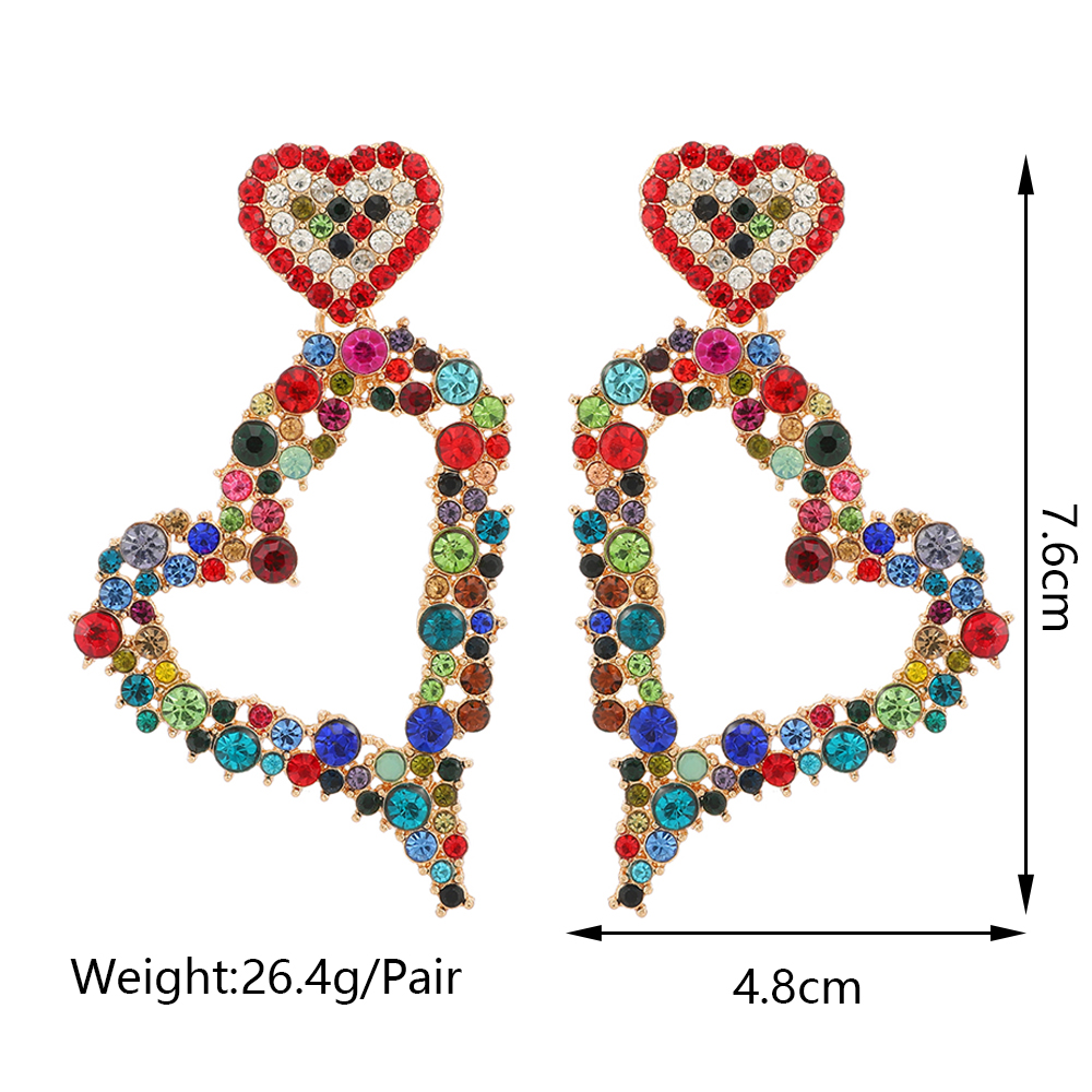 1 Pair Luxurious Heart Shape Inlay Zinc Alloy Rhinestones Dangling Earrings display picture 1