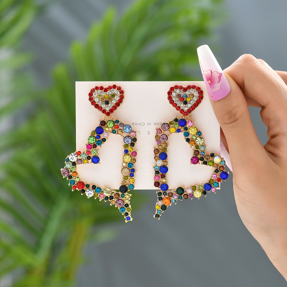 1 Pair Luxurious Heart Shape Inlay Zinc Alloy Rhinestones Dangling Earrings display picture 6
