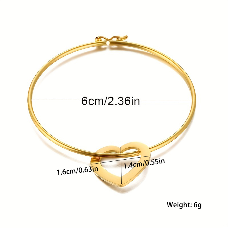 Simple Style Commute Heart Shape Stainless Steel Plating 18k Gold Plated Bangle display picture 1
