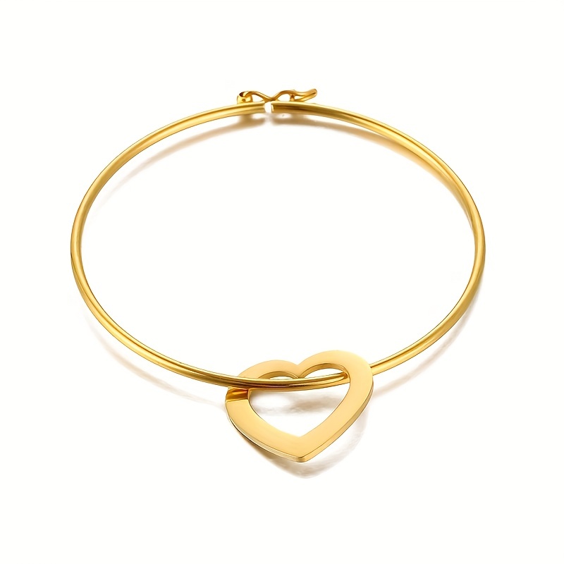 Simple Style Commute Heart Shape Stainless Steel Plating 18k Gold Plated Bangle display picture 8