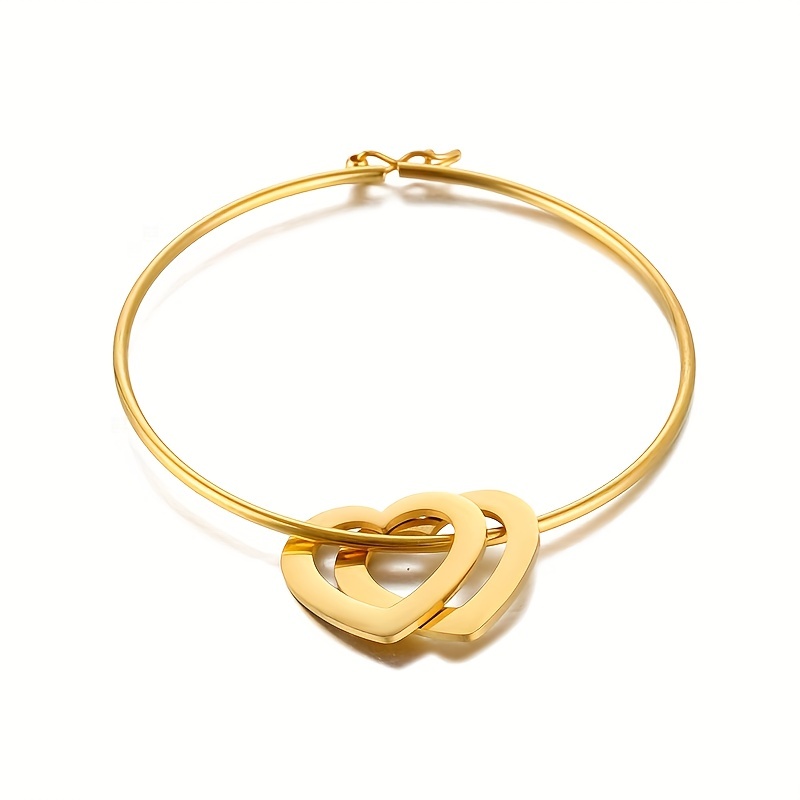 Simple Style Commute Heart Shape Stainless Steel Plating 18k Gold Plated Bangle display picture 9