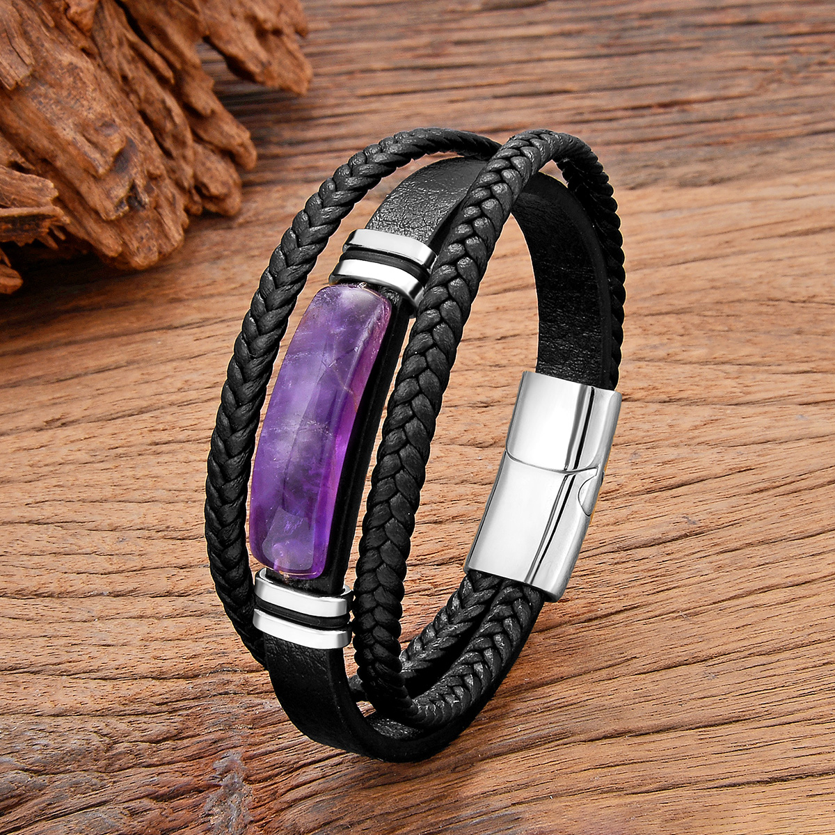 Luxurious Artistic Color Block 316 Stainless Steel  Natural Stone Handmade Unisex Bracelets display picture 3