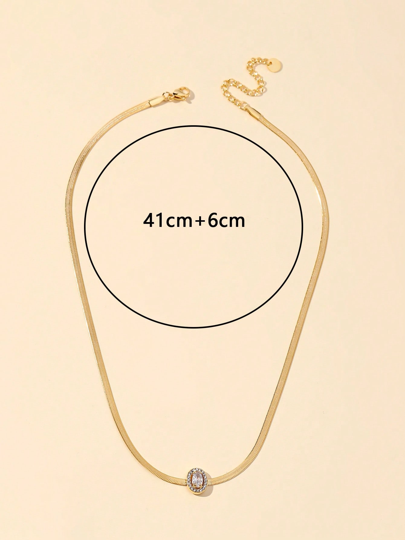 304 Stainless Steel 18K Gold Plated Simple Style Commute Plating Inlay Solid Color Artificial Diamond Necklace display picture 3