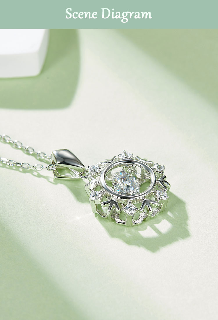 Classique Flocon De Neige Argent Sterling Placage Incruster Moissanite Plaqué Rhodium Pendentif display picture 2