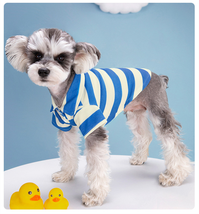 Casual Simple Style Polyester Stripe Lapel Pet Clothing display picture 5