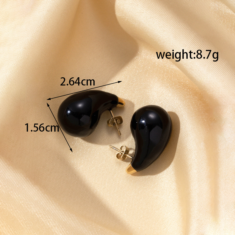 1 Pair French Style Simple Style Classic Style Water Droplets Plating Stainless Steel 18k Gold Plated Ear Studs display picture 4