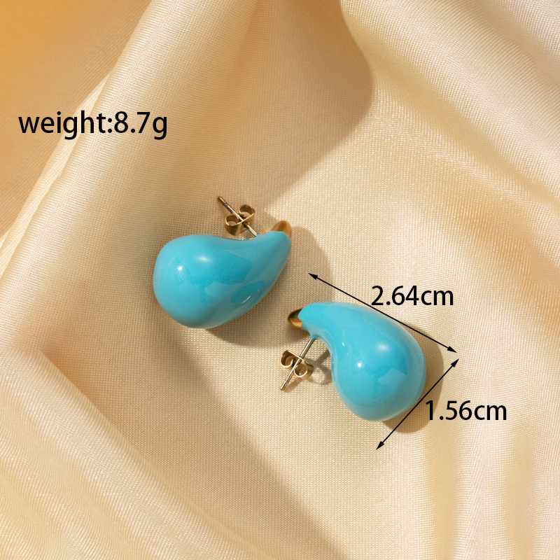 1 Pair French Style Simple Style Classic Style Water Droplets Plating Stainless Steel 18k Gold Plated Ear Studs display picture 9
