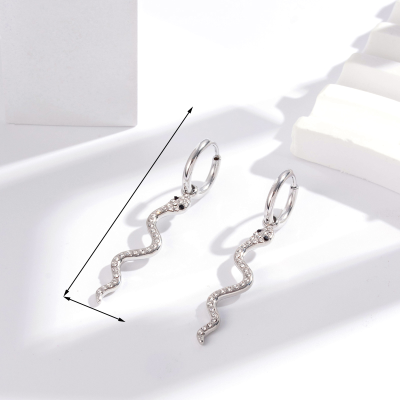 1 Pair Simple Style Pentagram Flower Snake Plating Inlay Stainless Steel Zircon 18k Gold Plated Drop Earrings display picture 3