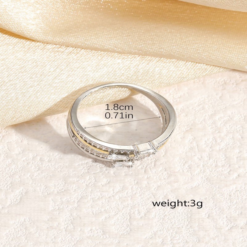 Artificial Zircon Copper Gold Plated Silver Plated Simple Style Inlay Color Block Zircon Rings display picture 10