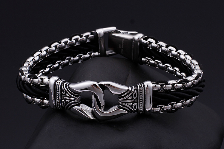 Rock Punk Streetwear Geometric Titanium Steel Men's Bracelets display picture 1