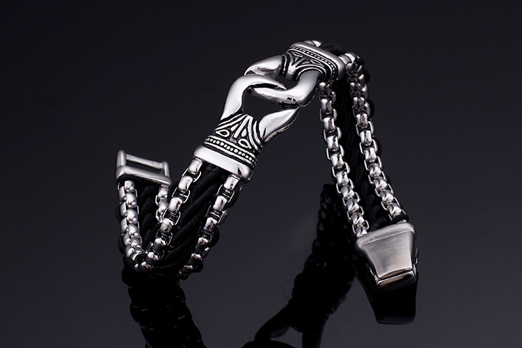Rock Punk Streetwear Geometric Titanium Steel Men's Bracelets display picture 2