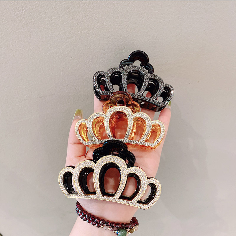 Women's Simple Style Commute Crown Plastic Resin Inlay Rhinestones Hair Claws display picture 1