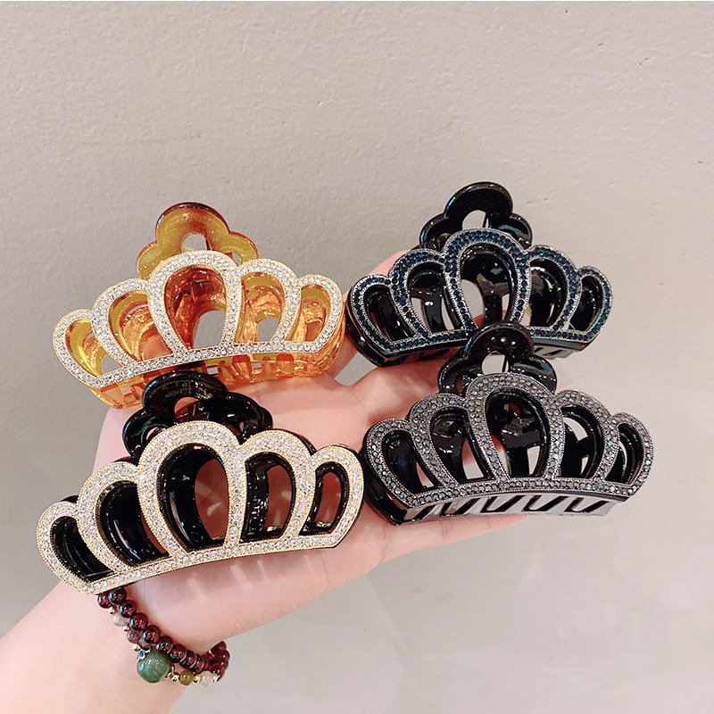 Women's Simple Style Commute Crown Plastic Resin Inlay Rhinestones Hair Claws display picture 2