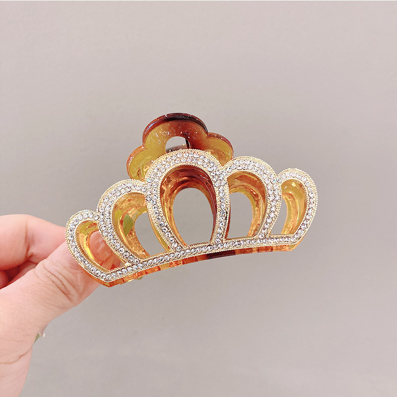 Women's Simple Style Commute Crown Plastic Resin Inlay Rhinestones Hair Claws display picture 8