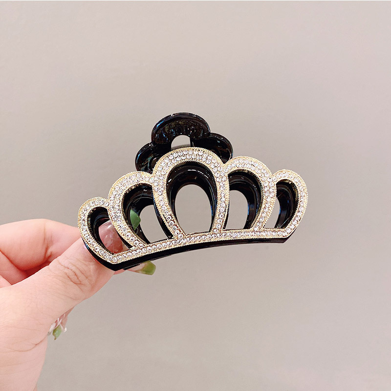 Women's Simple Style Commute Crown Plastic Resin Inlay Rhinestones Hair Claws display picture 9