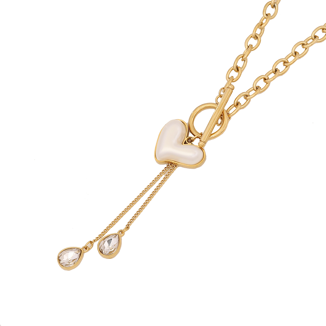 Wholesale Simple Style Commute Heart Shape 304 Stainless Steel Copper Plating 18K Gold Plated Zircon Pendant Necklace display picture 8