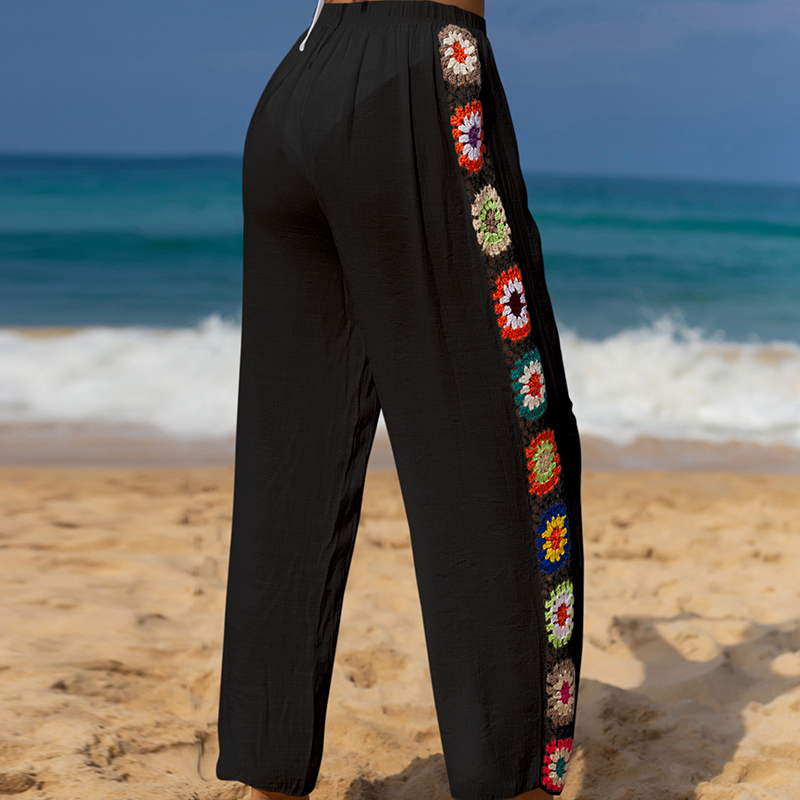 Women's Beach Casual Vacation Geometric Full Length Hollow Out Casual Pants display picture 3