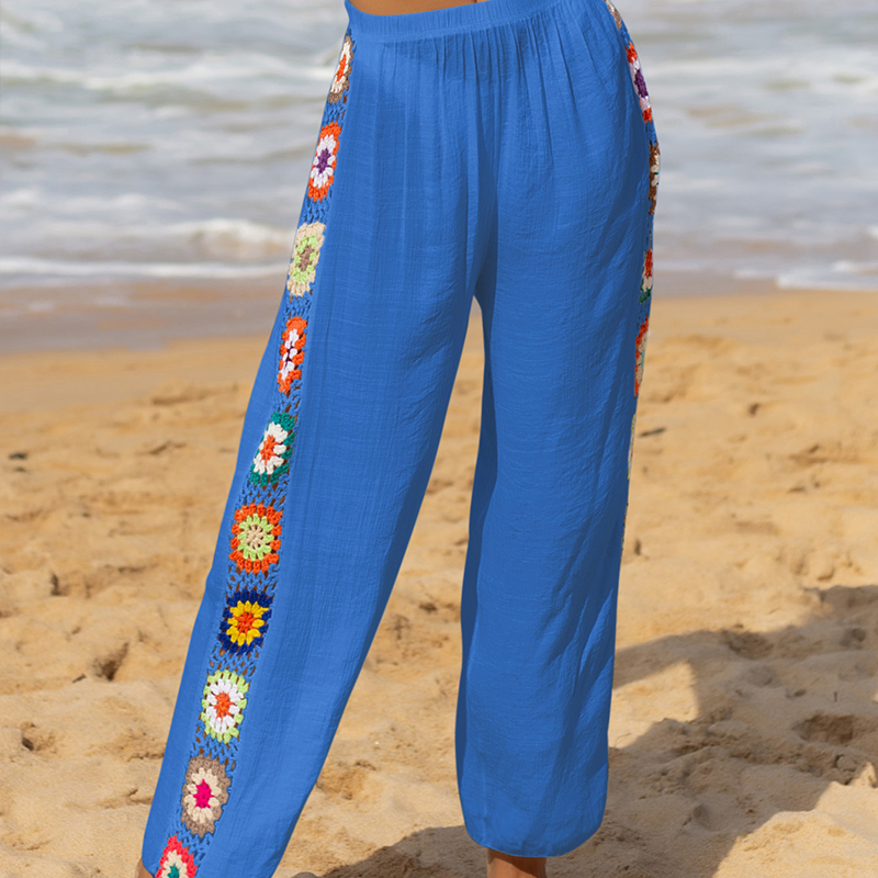 Women's Beach Casual Vacation Geometric Full Length Hollow Out Casual Pants display picture 7