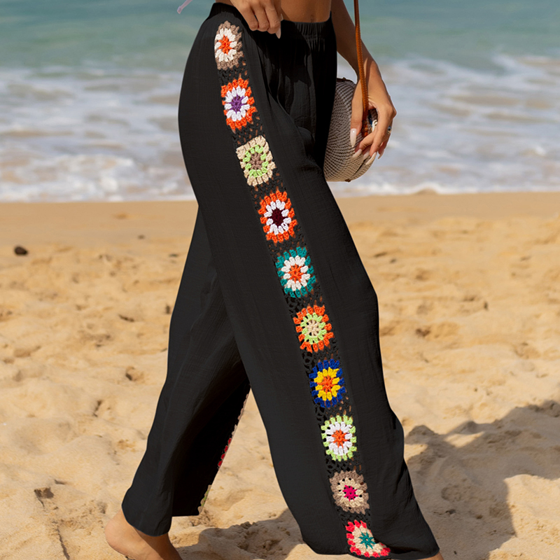 Women's Beach Casual Vacation Geometric Full Length Hollow Out Casual Pants display picture 4