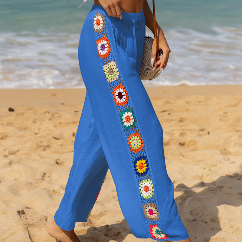 Women's Beach Casual Vacation Geometric Full Length Hollow Out Casual Pants display picture 8