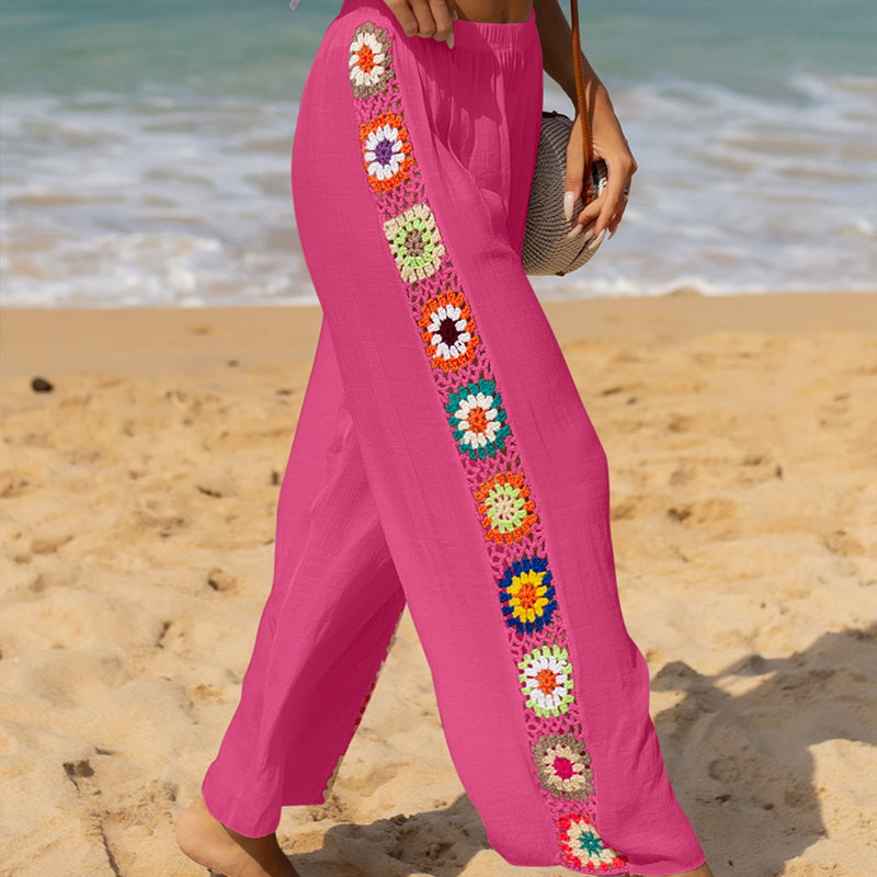 Women's Beach Casual Vacation Geometric Full Length Hollow Out Casual Pants display picture 5