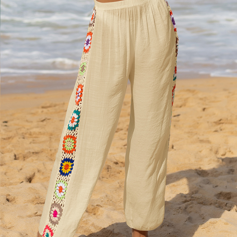 Women's Beach Casual Vacation Geometric Full Length Hollow Out Casual Pants display picture 17