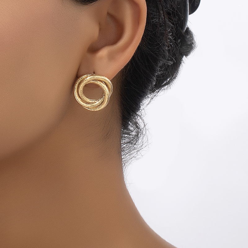 1 Pair Retro Simple Style Commute Round Plating Alloy Gold Plated Ear Studs display picture 1