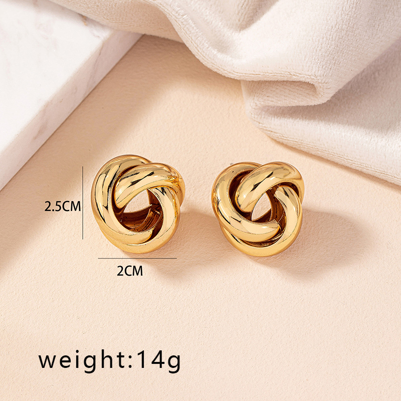 1 Pair Retro Simple Style Commute Round Plating Alloy Gold Plated Ear Studs display picture 21