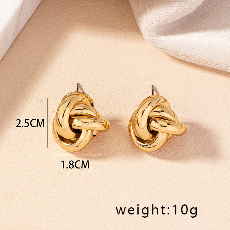 1 Pair Retro Simple Style Commute Round Plating Alloy Gold Plated Ear Studs display picture 9