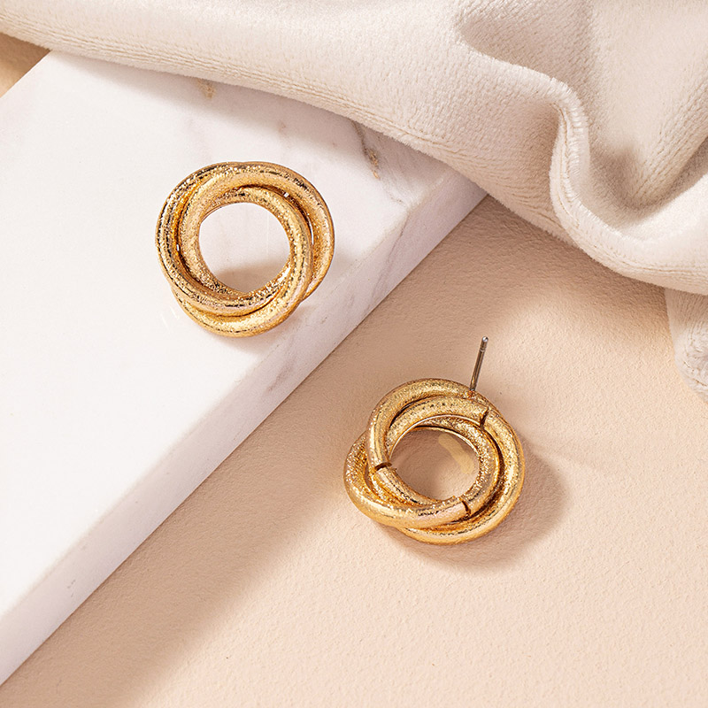 1 Pair Retro Simple Style Commute Round Plating Alloy Gold Plated Ear Studs display picture 5