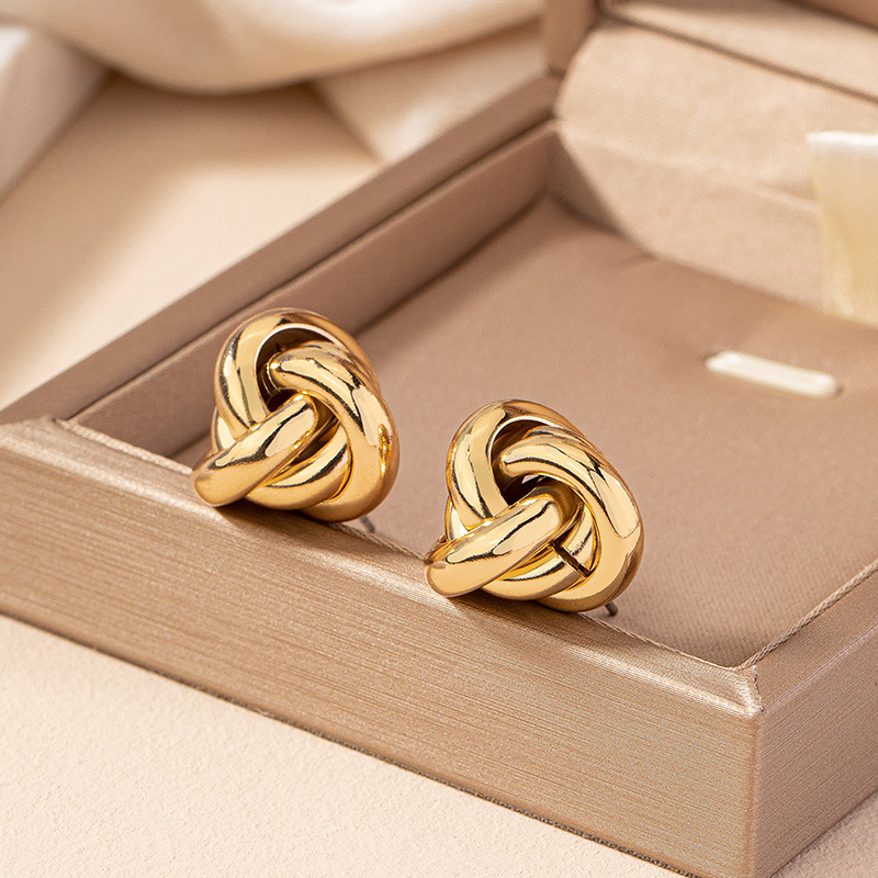 1 Pair Retro Simple Style Commute Round Plating Alloy Gold Plated Ear Studs display picture 10