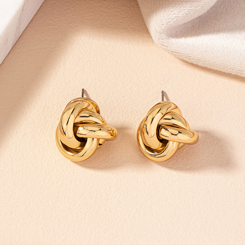 1 Pair Retro Simple Style Commute Round Plating Alloy Gold Plated Ear Studs display picture 12