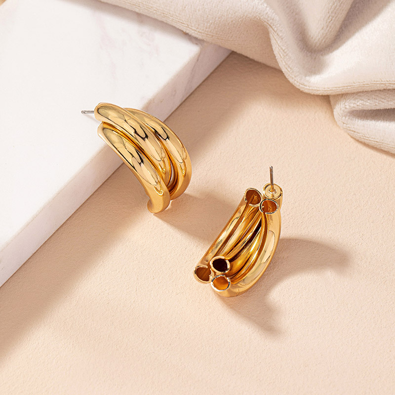 1 Pair Retro Simple Style Commute Round Plating Alloy Gold Plated Ear Studs display picture 17