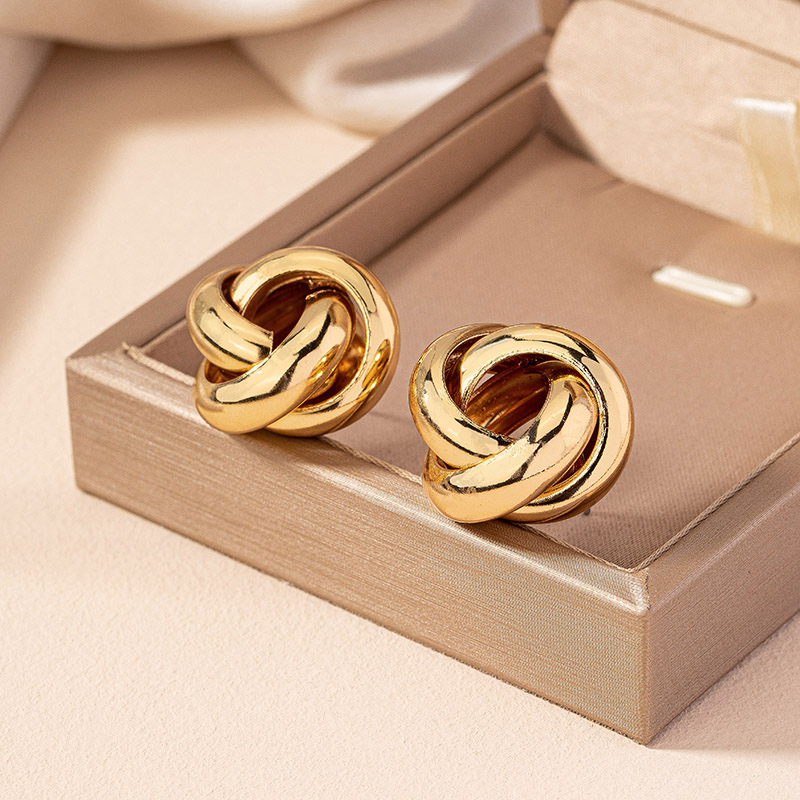 1 Pair Retro Simple Style Commute Round Plating Alloy Gold Plated Ear Studs display picture 23