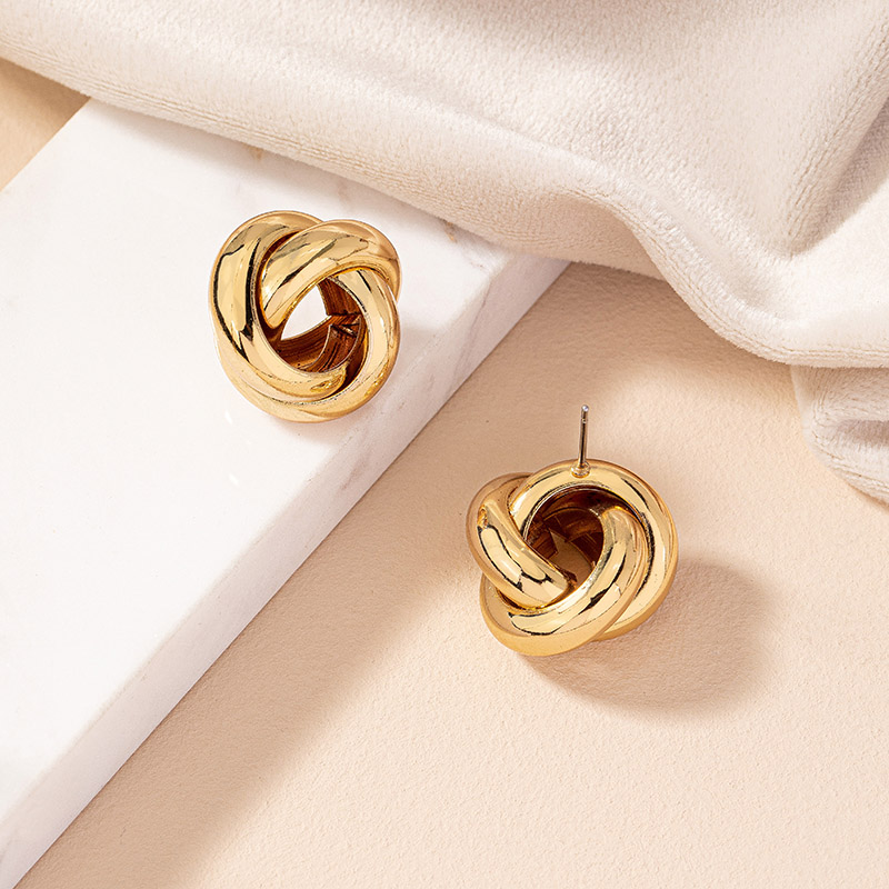 1 Pair Retro Simple Style Commute Round Plating Alloy Gold Plated Ear Studs display picture 22