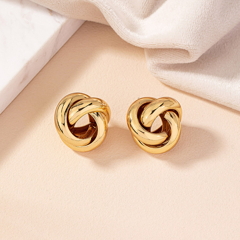 1 Pair Retro Simple Style Commute Round Plating Alloy Gold Plated Ear Studs display picture 24