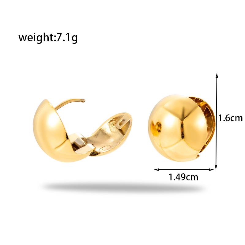 1 Pair Simple Style Round Heart Shape Plating Stainless Steel Earrings display picture 3
