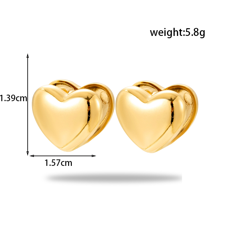 1 Pair Simple Style Round Heart Shape Plating Stainless Steel Earrings display picture 4