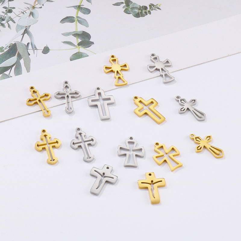 1 Piece Stainless Steel 18K Gold Plated Cross display picture 1
