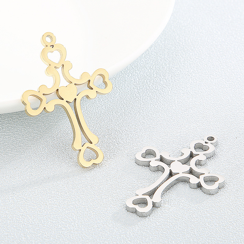 1 Piece Stainless Steel 18K Gold Plated Cross display picture 4