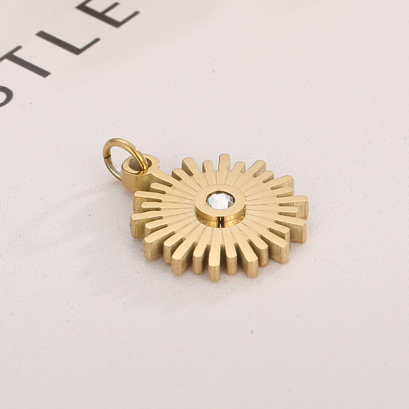 1 Piece Stainless Steel Zircon 18K Gold Plated Gear display picture 6