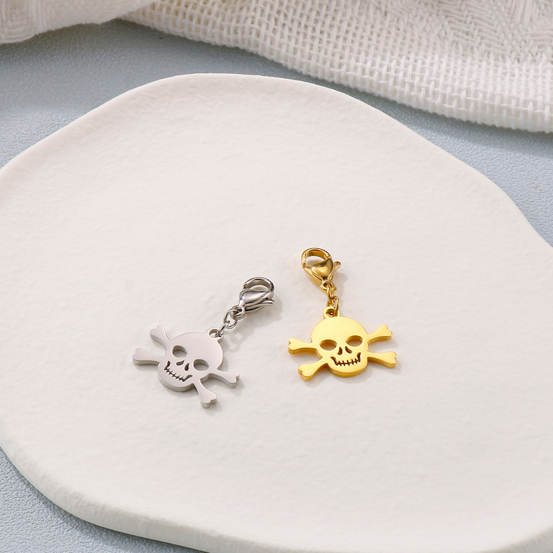1 Piece Stainless Steel 18K Gold Plated Cross Skull display picture 3
