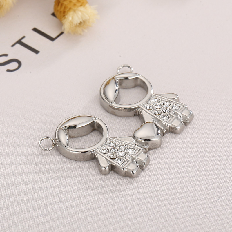 1 Piece Stainless Steel Rhinestones 18K Gold Plated Cartoon Character display picture 8
