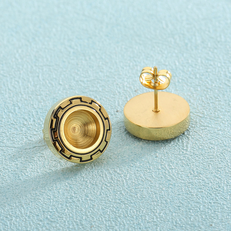 1 Paire Style Simple Rond Placage Acier Inoxydable Plaqué Or 18K Boucles D'Oreilles display picture 4